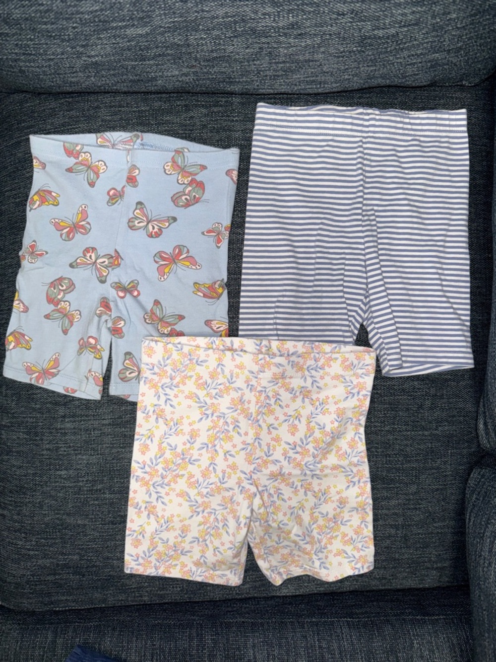 Cynthia Rowley Girls' Butterfly, Navy Stripe & Floral Bike Shorts - Pastel Mix